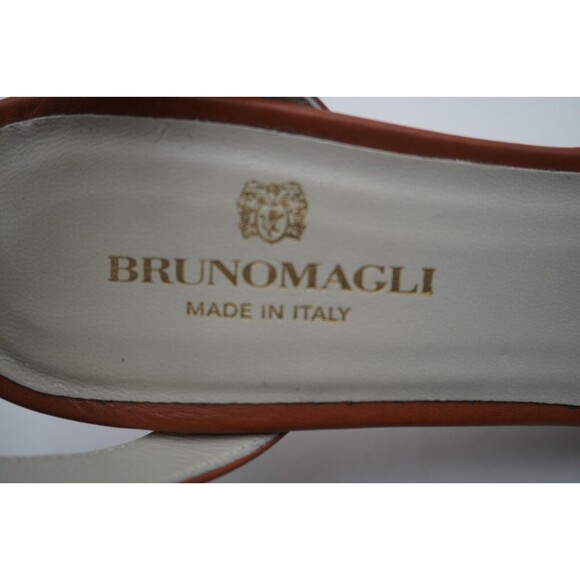 Monica by Bruno Magli Cognac leather stiletto ankle strap open-toe heel Sz 40.5 - Picture 7 of 16